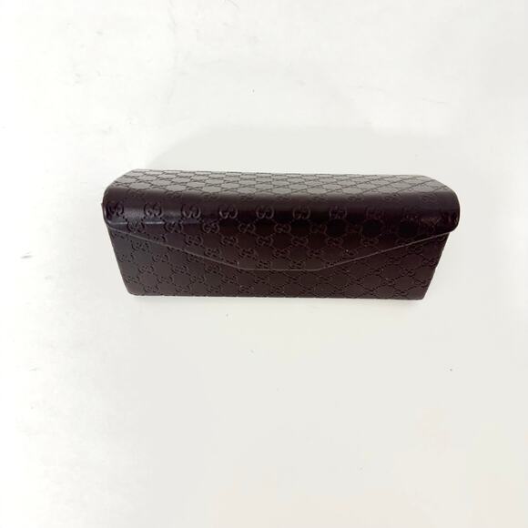 Gucci Leather GG Monogram Foldable Triangle Sunglasses Hard Case Dark Brown main image 9
